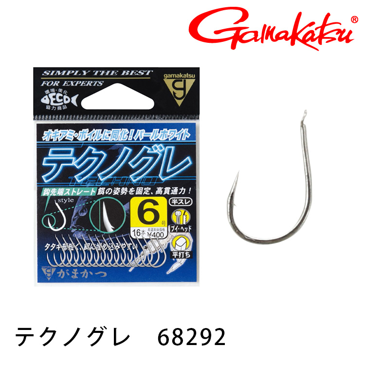 GAMAKATSU テクノグレ 白 [黑毛海水魚鉤]